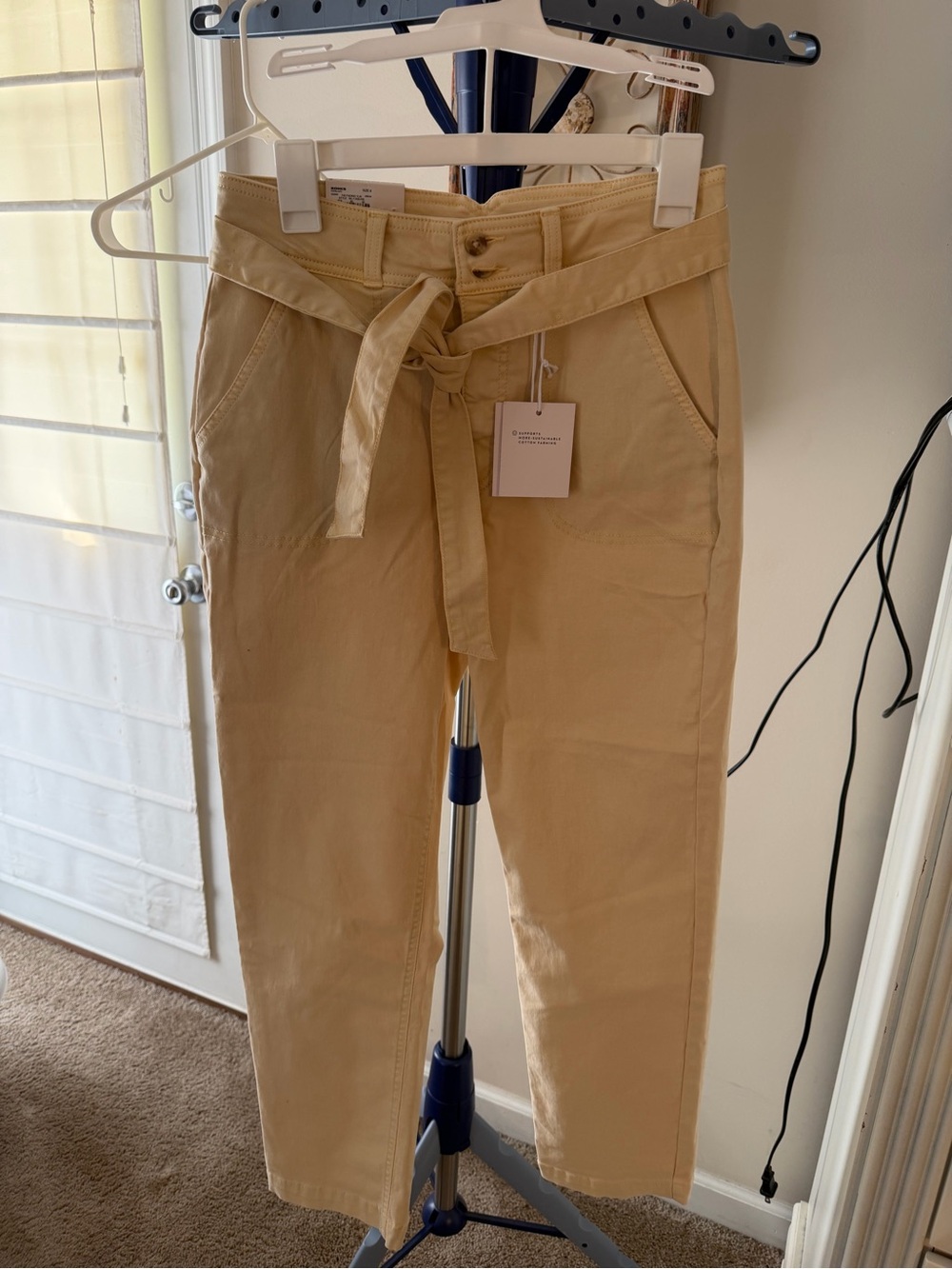 LC Lauren Conrad Tan Paperbag Waist Chinos with Self-Tie Belt